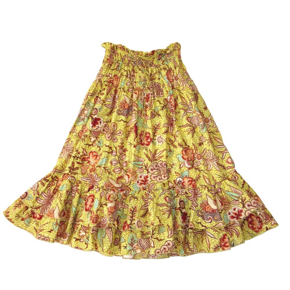 NWT Ulla Johnson Acacia Midi in Call Lily Floral Cotton A-line Skirt 6 $490